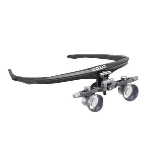 COXO C-GL25 chirurgische Lupenbrille mit 2,5-facher Vergrößerung, verstellbarem Gestell und hochklappbarer Lupenoptik für Zahnärzte