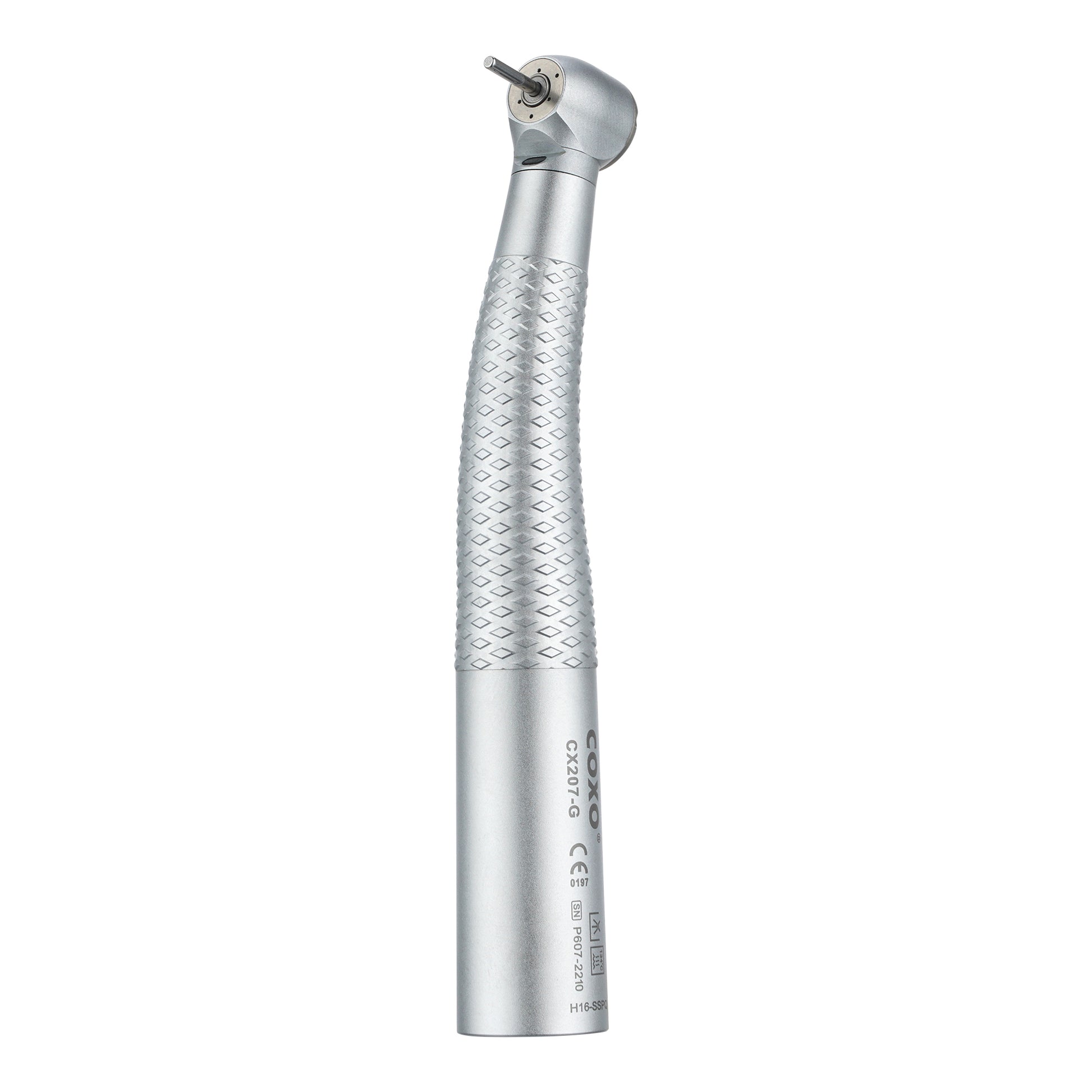 Seitenansicht der COXO H16-SSPQ Dentalturbine mit Standard Head passend für Sirona R/F Kupplungen.